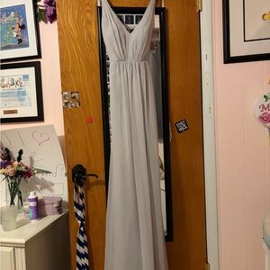 David's Bridal Light Gray Maxi Dress